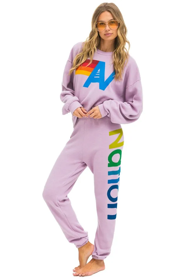 LOGO RELAXED CREW SWEATSHIRT 8211 MAUVE Men Aviator Nation Sweatshirts