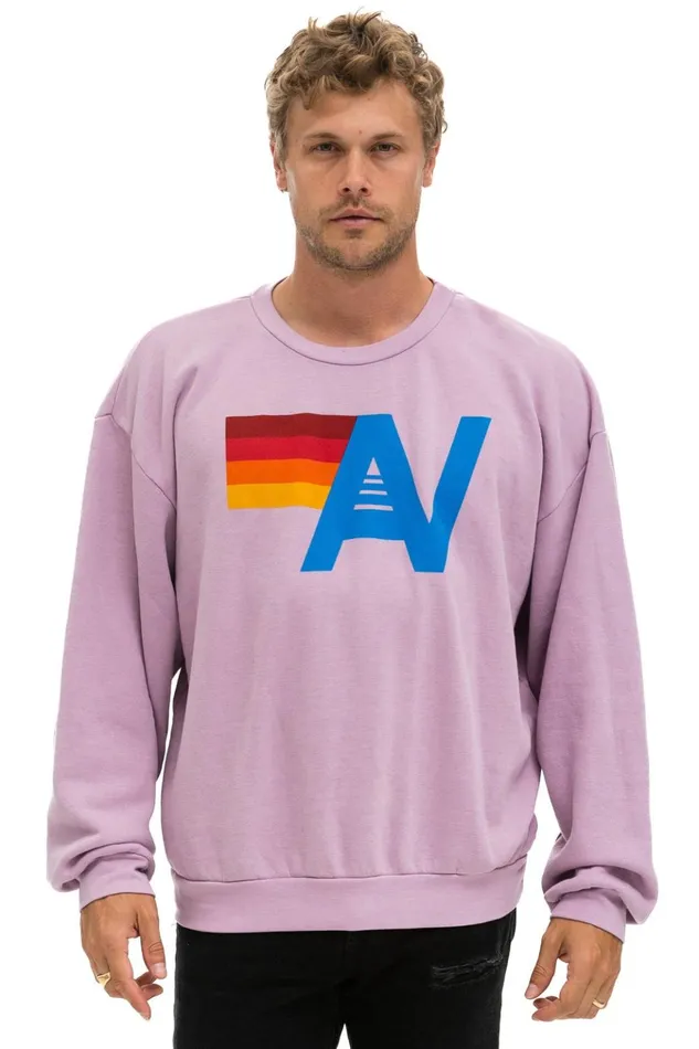 LOGO RELAXED CREW SWEATSHIRT 8211 MAUVE Men Aviator Nation Sweatshirts