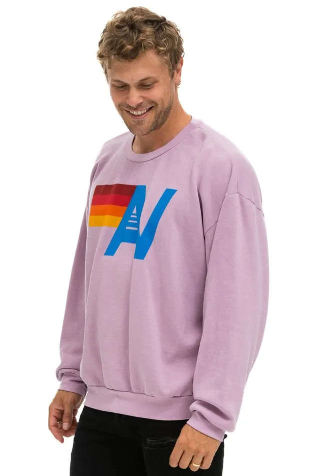 LOGO RELAXED CREW SWEATSHIRT 8211 MAUVE Men Aviator Nation Sweatshirts