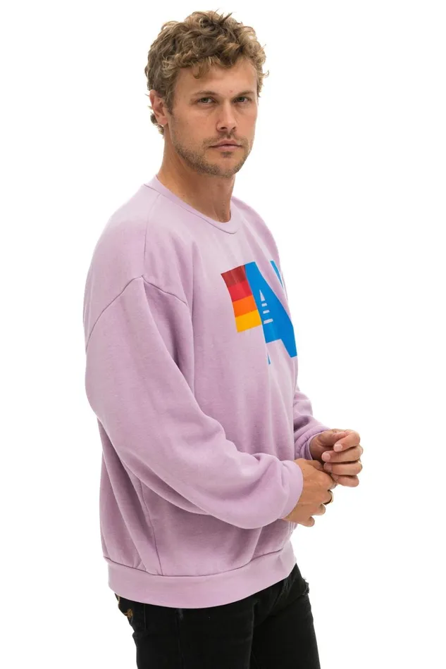 LOGO RELAXED CREW SWEATSHIRT 8211 MAUVE Men Aviator Nation Sweatshirts