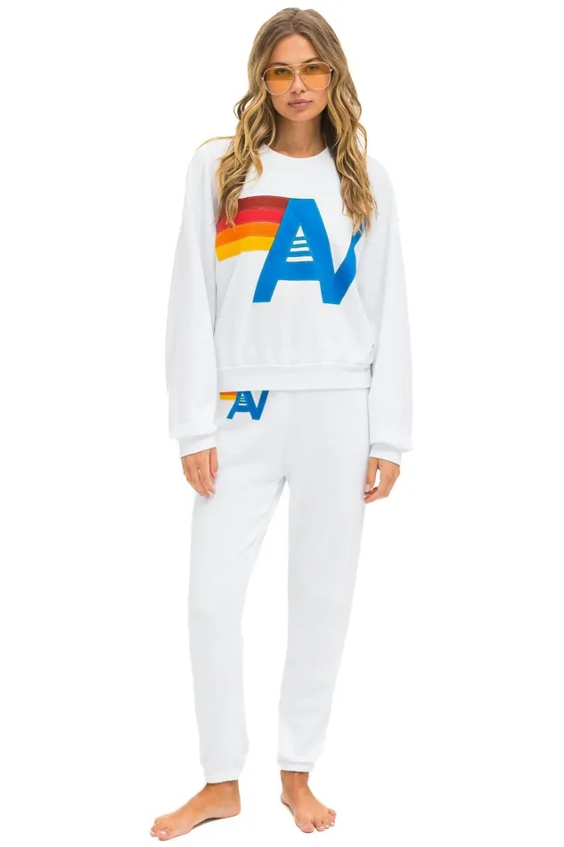 LOGO STITCH RELAXED CREW SWEATSHIRT 8211 WHITE Women Aviator Nation Sweatshirts