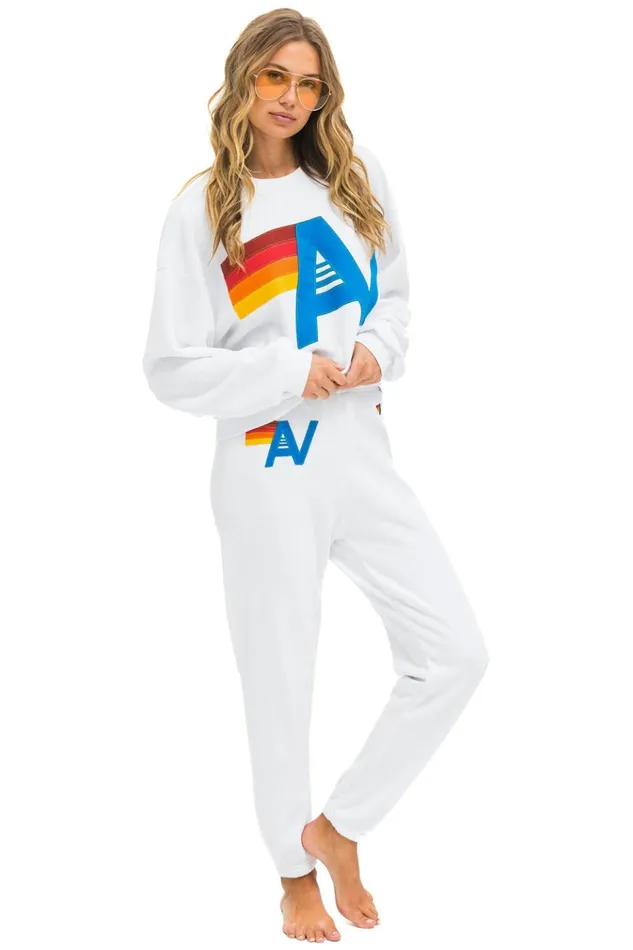 LOGO STITCH RELAXED CREW SWEATSHIRT 8211 WHITE Women Aviator Nation Sweatshirts