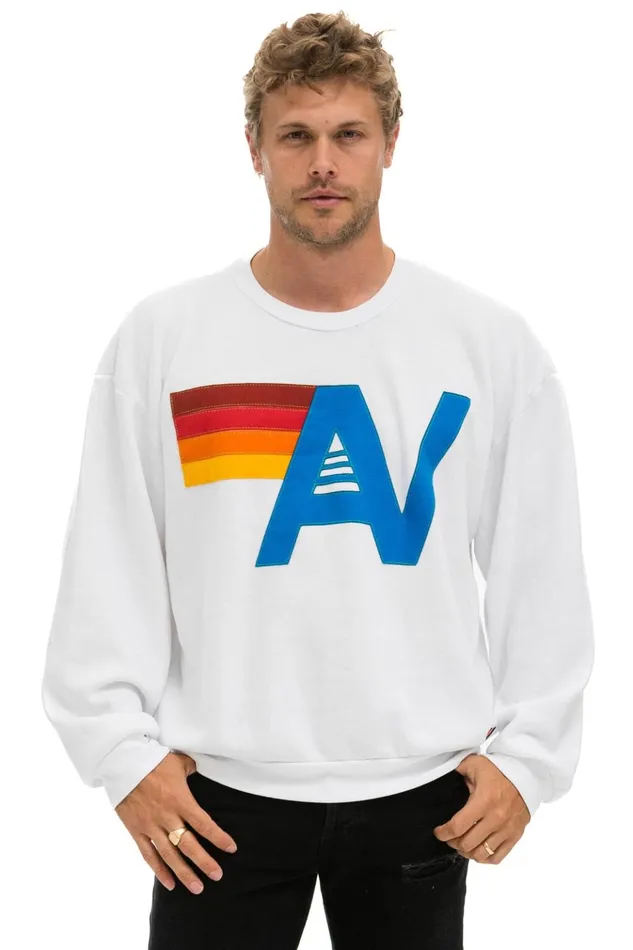 LOGO STITCH RELAXED CREW SWEATSHIRT 8211 WHITE Women Aviator Nation Sweatshirts