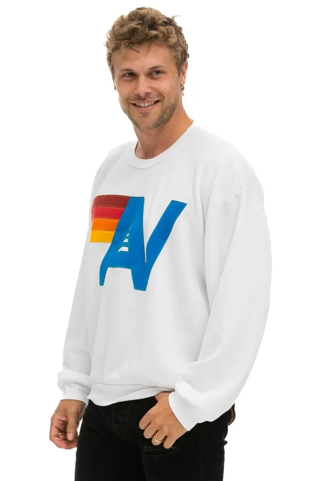 LOGO STITCH RELAXED CREW SWEATSHIRT 8211 WHITE Women Aviator Nation Sweatshirts