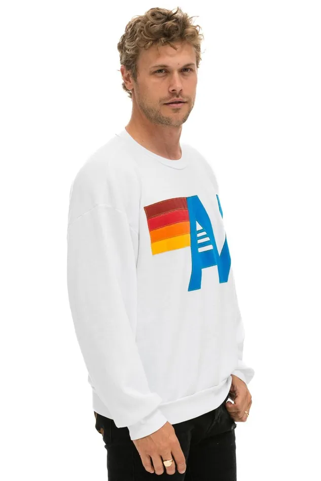 LOGO STITCH RELAXED CREW SWEATSHIRT 8211 WHITE Women Aviator Nation Sweatshirts
