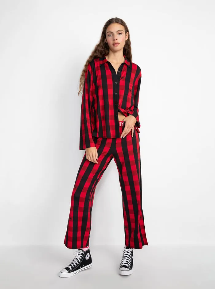 Loungewear Women Alice Olivia Big Feelings Nico Long Sleeve Pj Set True Redblack