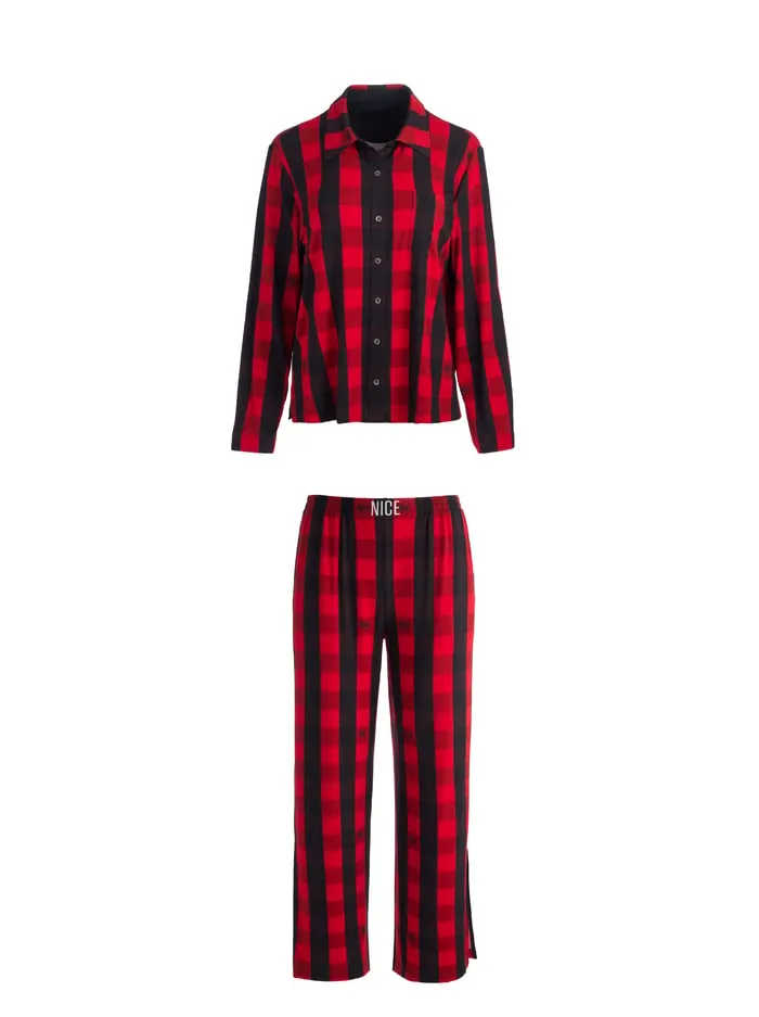 Loungewear Women Alice Olivia Big Feelings Nico Long Sleeve Pj Set True Redblack