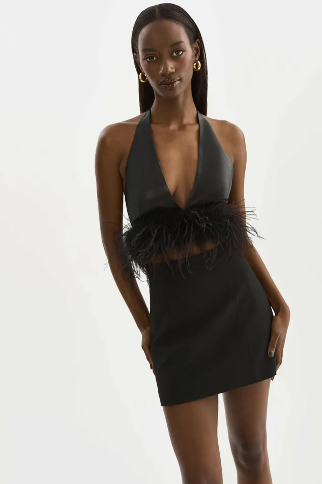 Luv Leather Top Black Women Lamarque TOPS