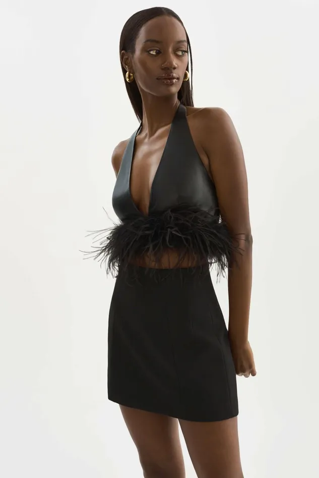 Luv Leather Top Black Women Lamarque TOPS