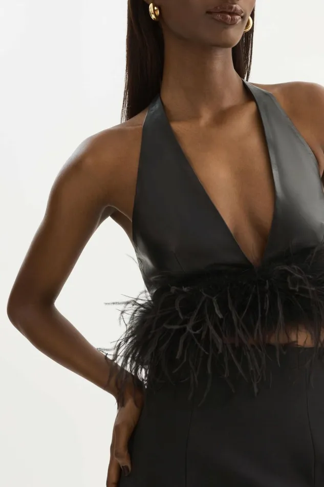 Luv Leather Top Black Women Lamarque TOPS