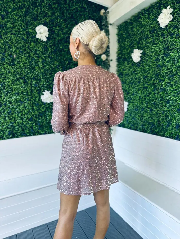 Lyla Sequin Mini Dress Blush Womens Canella Lane Mini