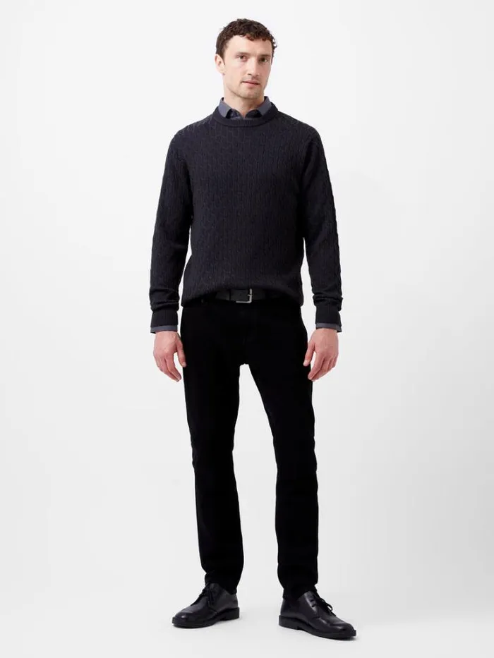 Man French Connection Knitwear Two Tone Cable Knit Jumper Indigobrown