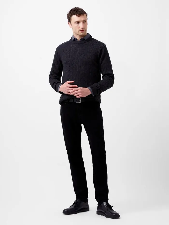 Man French Connection Knitwear Two Tone Cable Knit Jumper Indigobrown