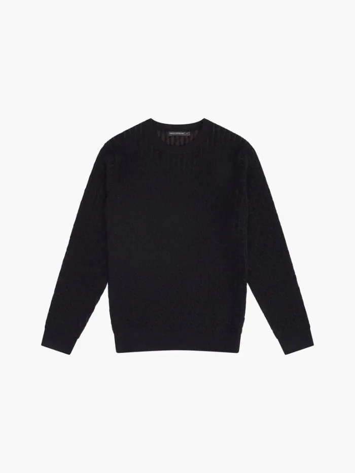 Man French Connection Knitwear Two Tone Cable Knit Jumper Indigobrown