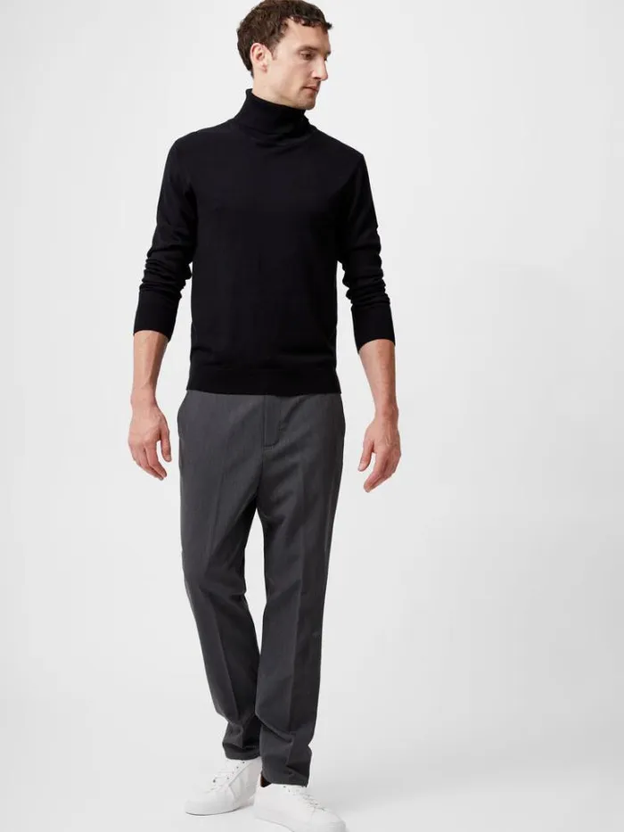 Man French Connection Knitwear Viscose Blend Turtle Neck Jumper Black