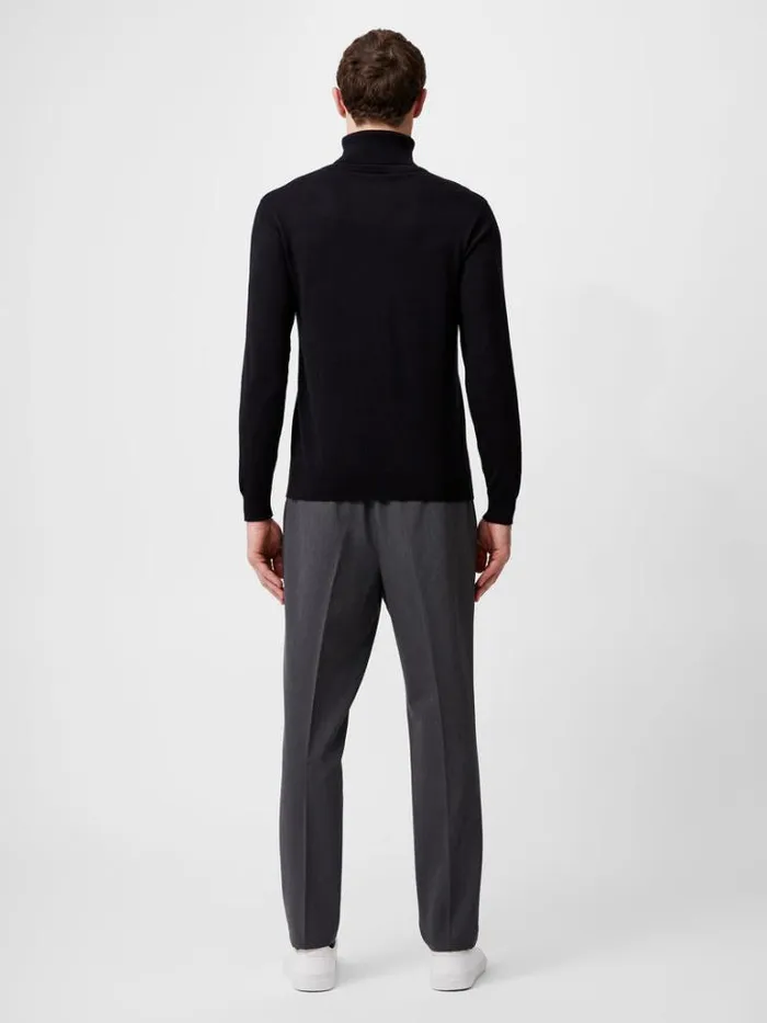 Man French Connection Knitwear Viscose Blend Turtle Neck Jumper Black