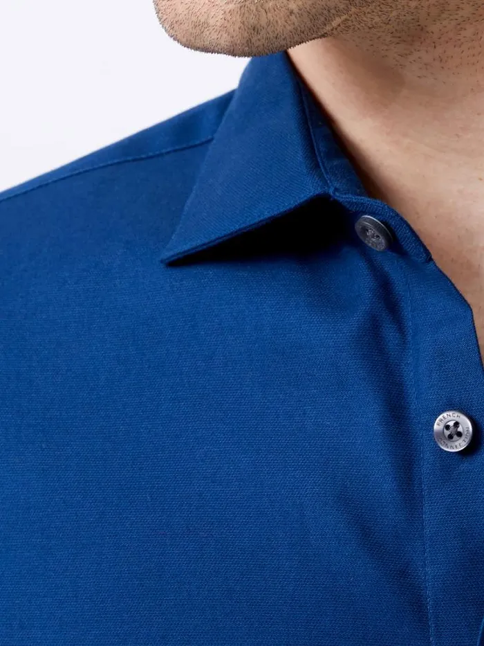 Man French Connection Shirts Cutaway Collar Stretch Shirt Blue