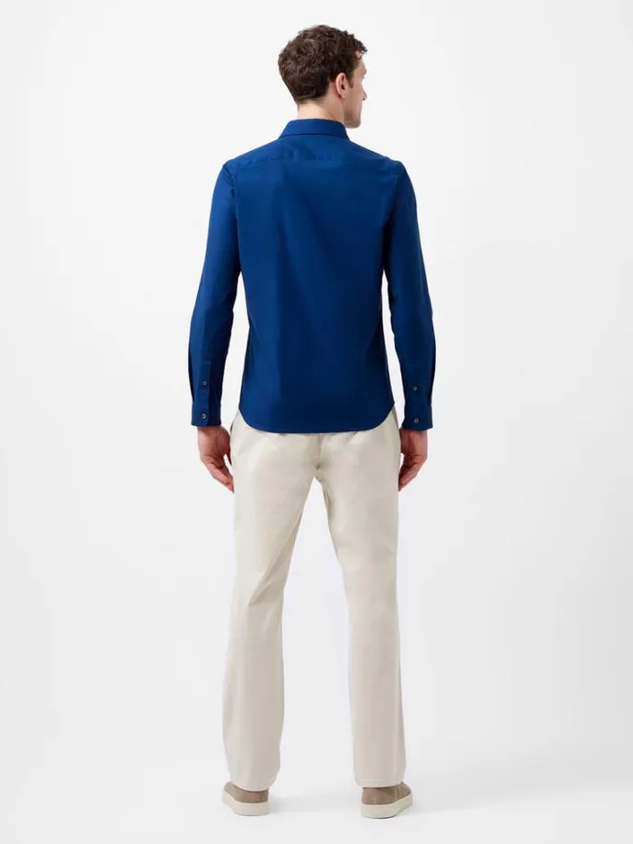 Man French Connection Shirts Cutaway Collar Stretch Shirt Blue