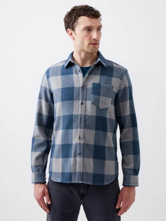 Man French Connection Shirts Neve Check Shirt Blue Check