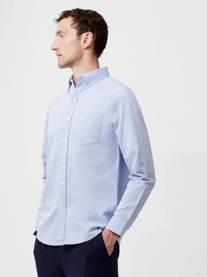 Man French Connection Shirts Regular Fit Button Down Oxford Shirt Light Blue
