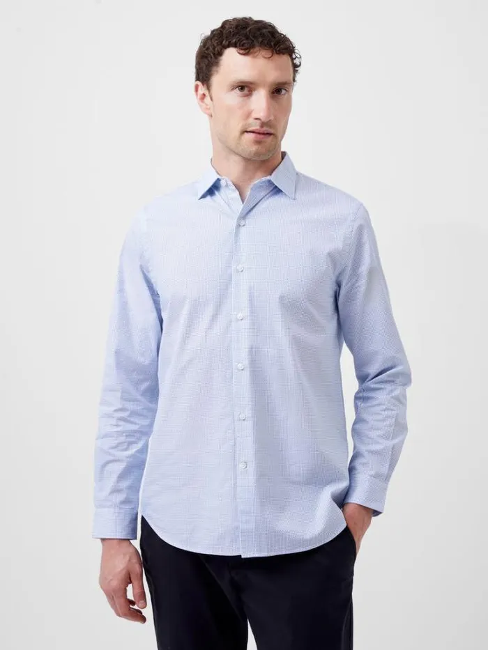 Man French Connection Shirts Regular Fit Classic Collar Geo Shirt Blue Dot Print