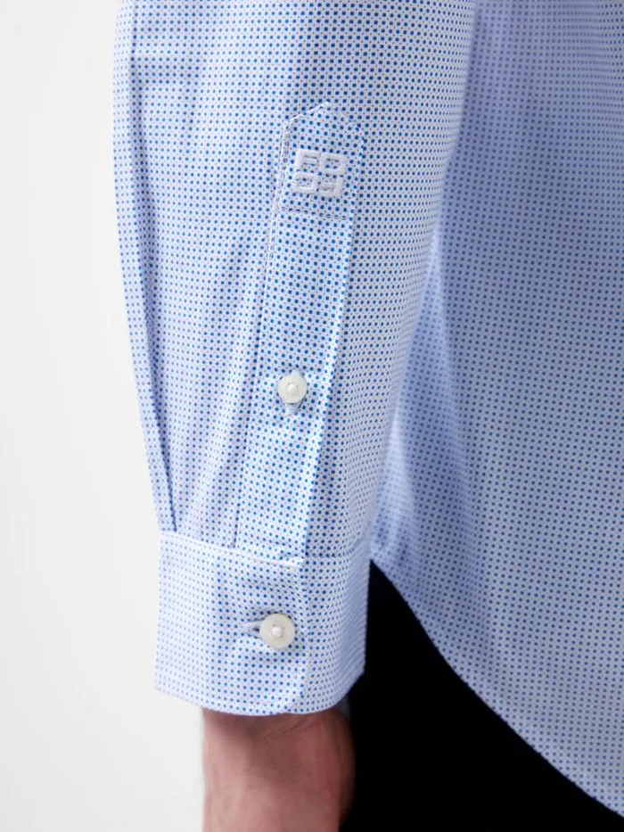 Man French Connection Shirts Regular Fit Classic Collar Geo Shirt Blue Dot Print