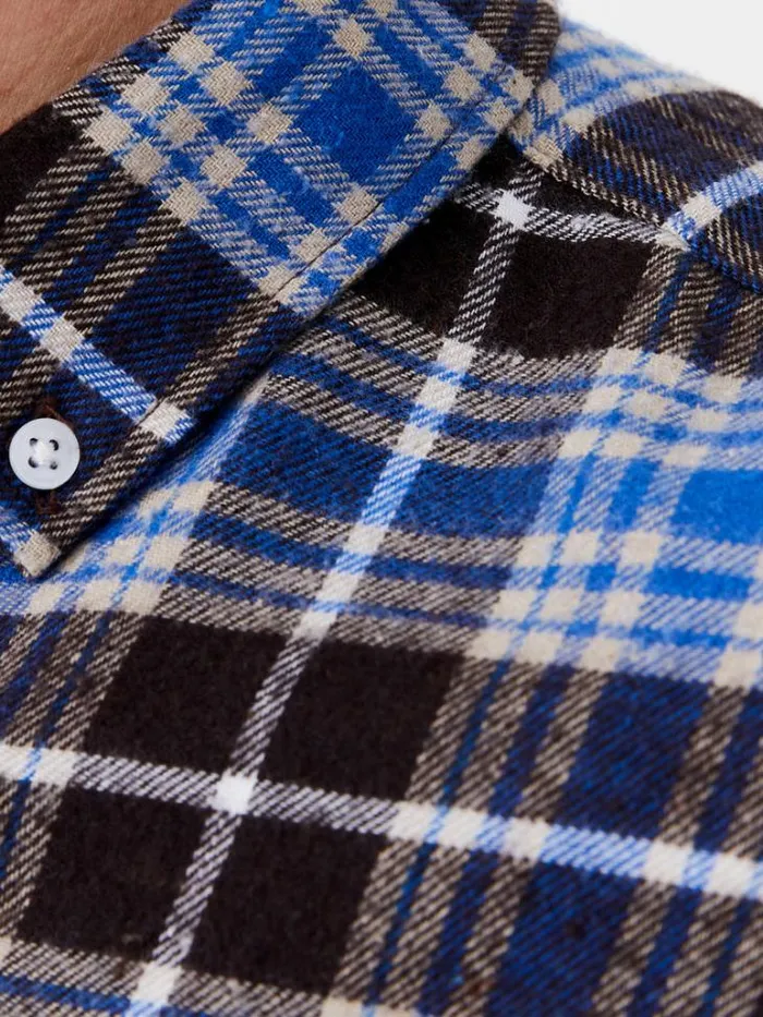 Man French Connection Shirts Zermatt Flannel Regular Fit Shirt Blue Check Multi