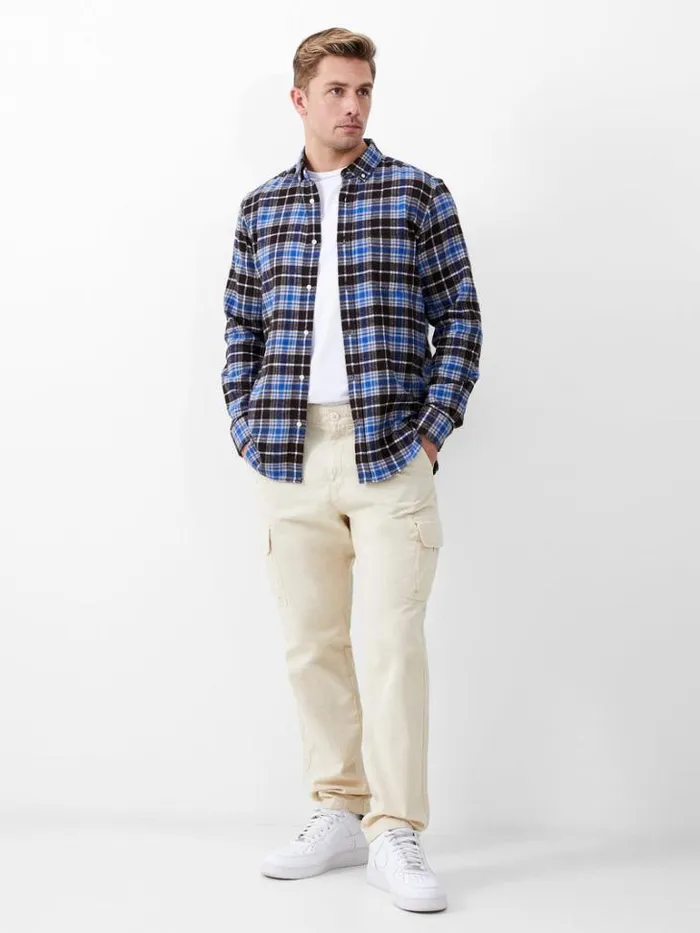 Man French Connection Shirts Zermatt Flannel Regular Fit Shirt Blue Check Multi