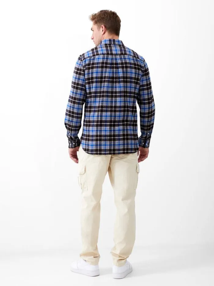 Man French Connection Shirts Zermatt Flannel Regular Fit Shirt Blue Check Multi