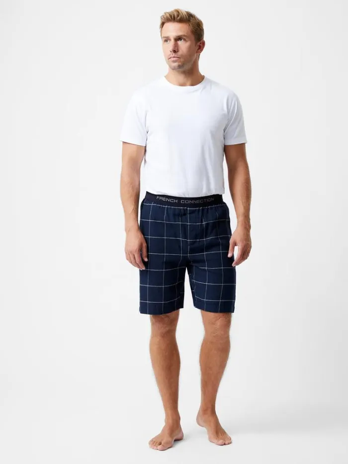 Man French Connection Shorts French Connection Pj Flannel Shorts Marinewhite