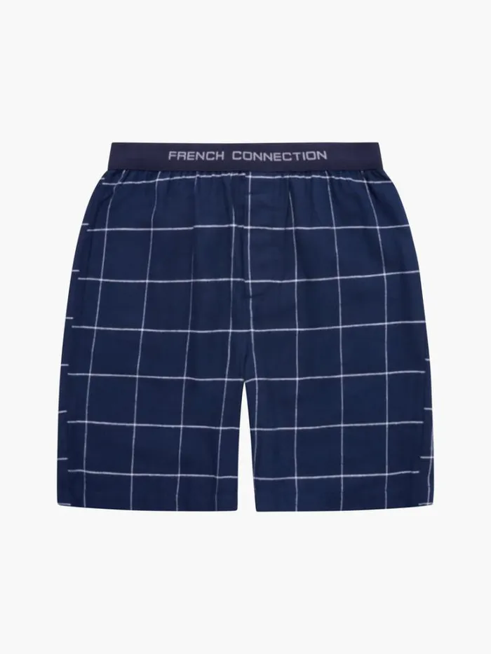 Man French Connection Shorts French Connection Pj Flannel Shorts Marinewhite