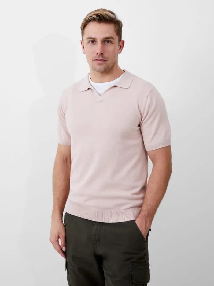 Man French Connection TShirts and Polo Shirts Resort Short Sleeve Polo Shirt Silver Pink