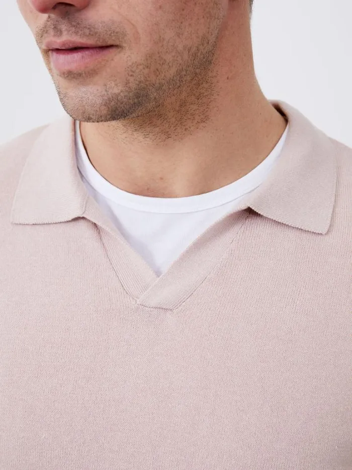 Man French Connection TShirts and Polo Shirts Resort Short Sleeve Polo Shirt Silver Pink
