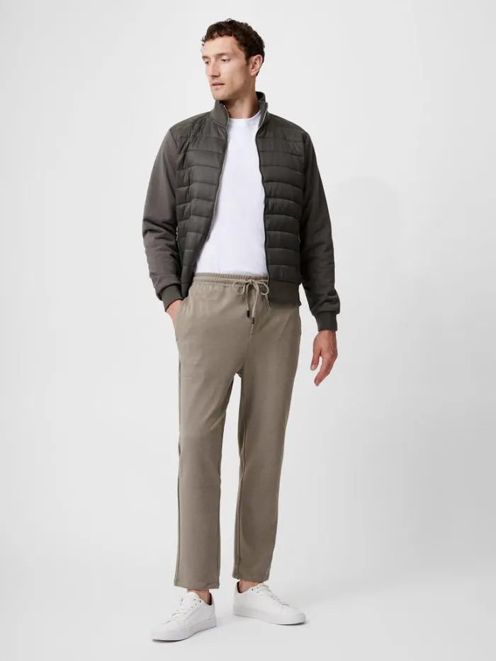 Man French Connection Trousers Twill Tie Waistband Joggers Sand