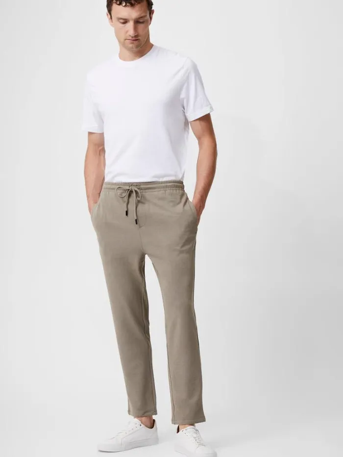 Man French Connection Trousers Twill Tie Waistband Joggers Sand