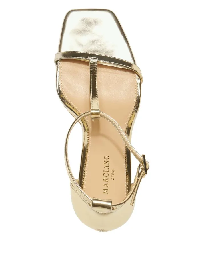 Marciano Dress Women Heeled TStrap Sandal Gold Marciano Dress Women Heeled TStrap Sandal Gold