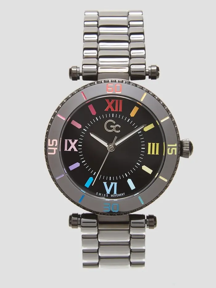 Marciano Gc Swiss Timepieces Women Gc Dark Silver And Rainbow Analog Watch Multiple Colors