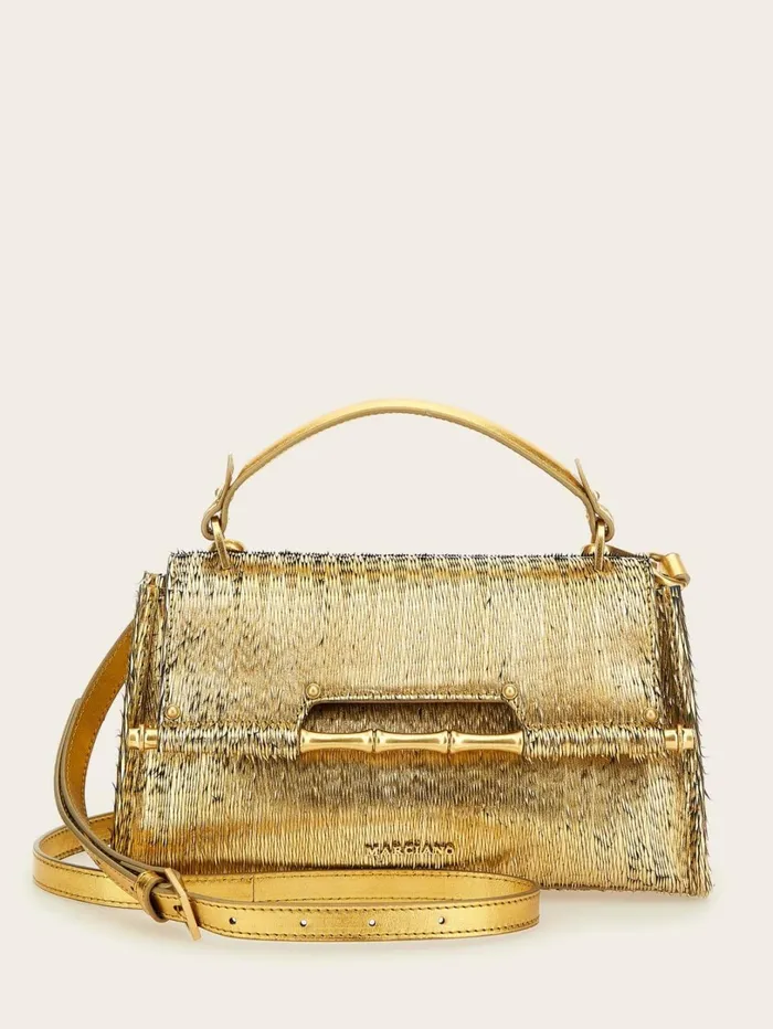 Marciano Handbags Women Alia Textured Satchel Gold