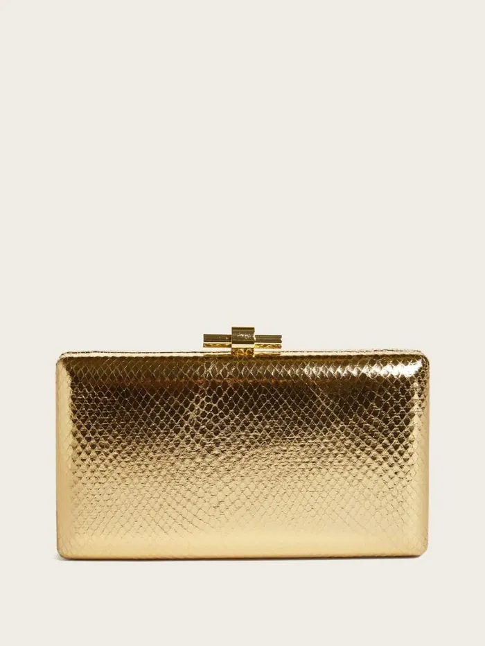 Marciano Handbags Women GoldTone Python Clutch Rosegold