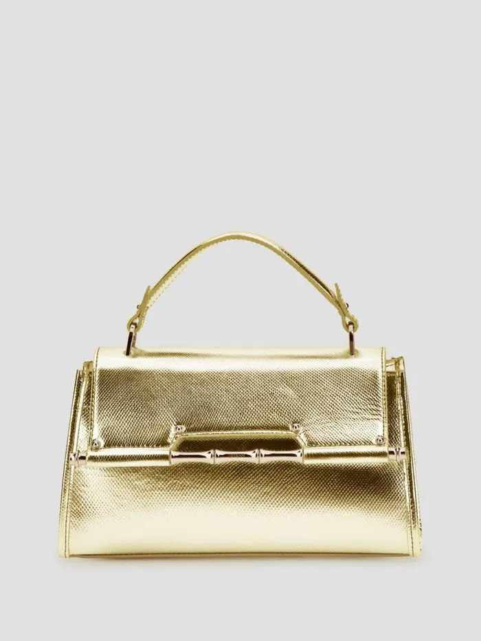 Marciano Handbags Women Iris Metallic Leather Top Handle Bag Gold