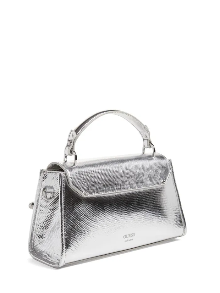 Marciano Handbags Women Iris Metallic Leather Top Handle Bag Silver Marciano Handbags Women Iris Metallic Leather Top Handle Bag Silver