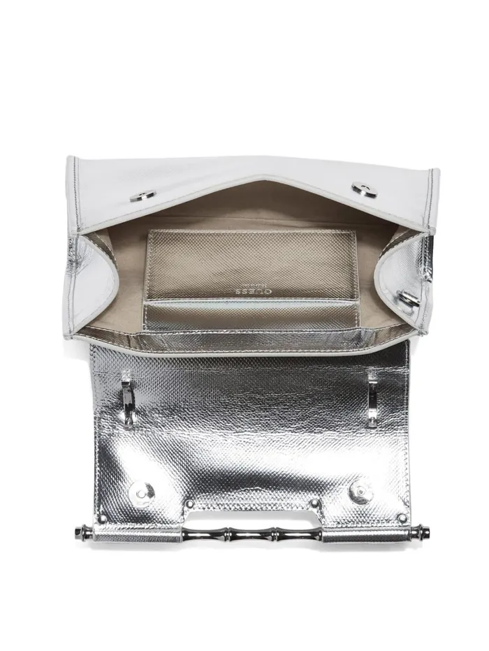 Marciano Handbags Women Iris Metallic Leather Top Handle Bag Silver Marciano Handbags Women Iris Metallic Leather Top Handle Bag Silver