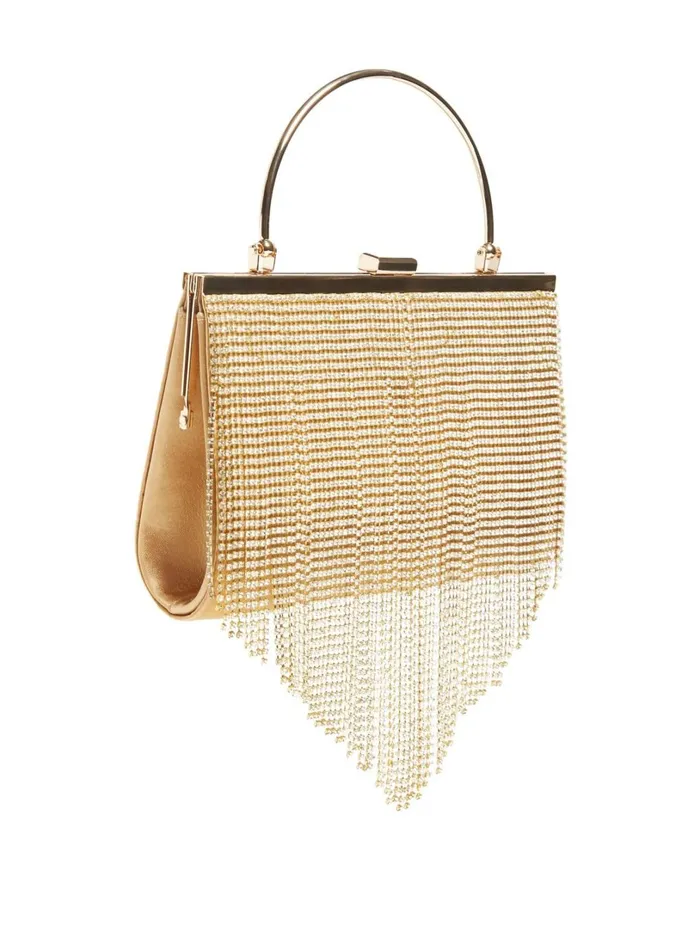 Marciano Handbags Women Rhinestone Fringe Clutch Gold Marciano Handbags Women Rhinestone Fringe Clutch Gold