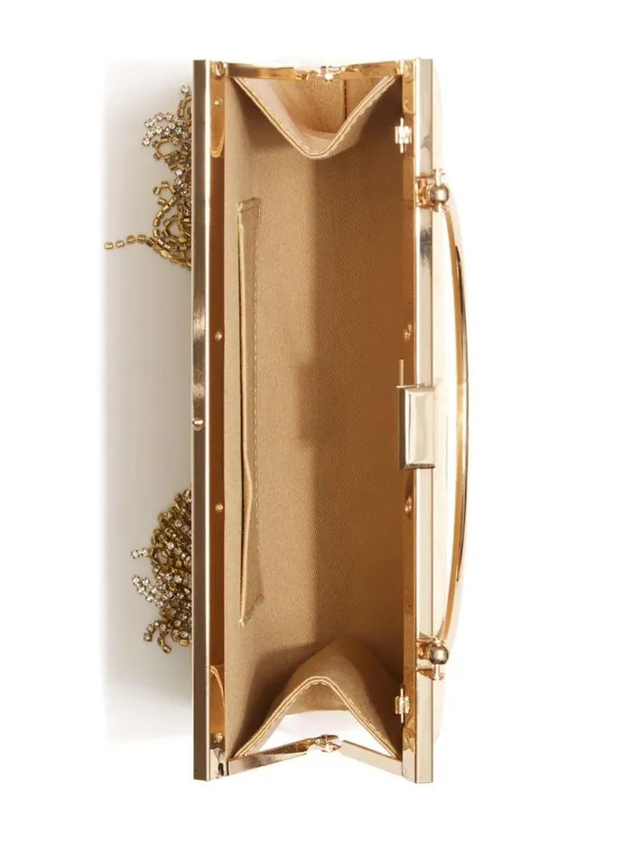 Marciano Handbags Women Rhinestone Fringe Clutch Gold Marciano Handbags Women Rhinestone Fringe Clutch Gold