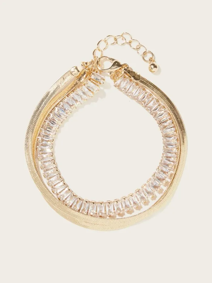 Marciano Jewelry Women Baguette Crystal Layered Bracelet Gold