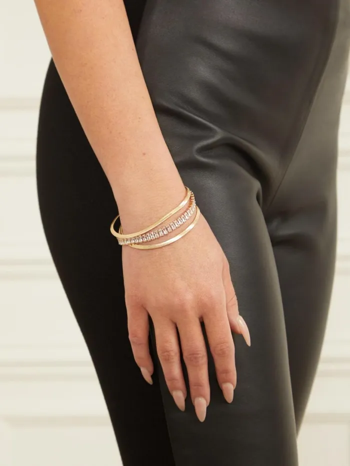 Marciano Jewelry Women Baguette Crystal Layered Bracelet Gold Marciano Jewelry Women Baguette Crystal Layered Bracelet Gold