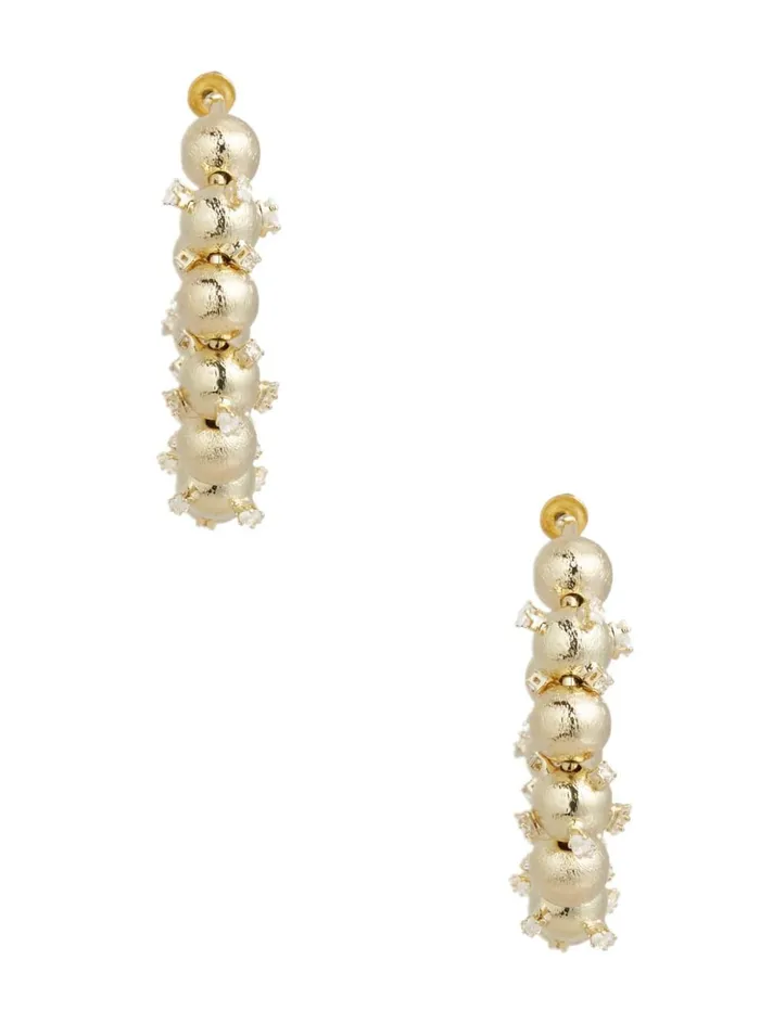 Marciano Jewelry Women Brushed Bead Hoop Earrings Gold Marciano Jewelry Women Brushed Bead Hoop Earrings Gold