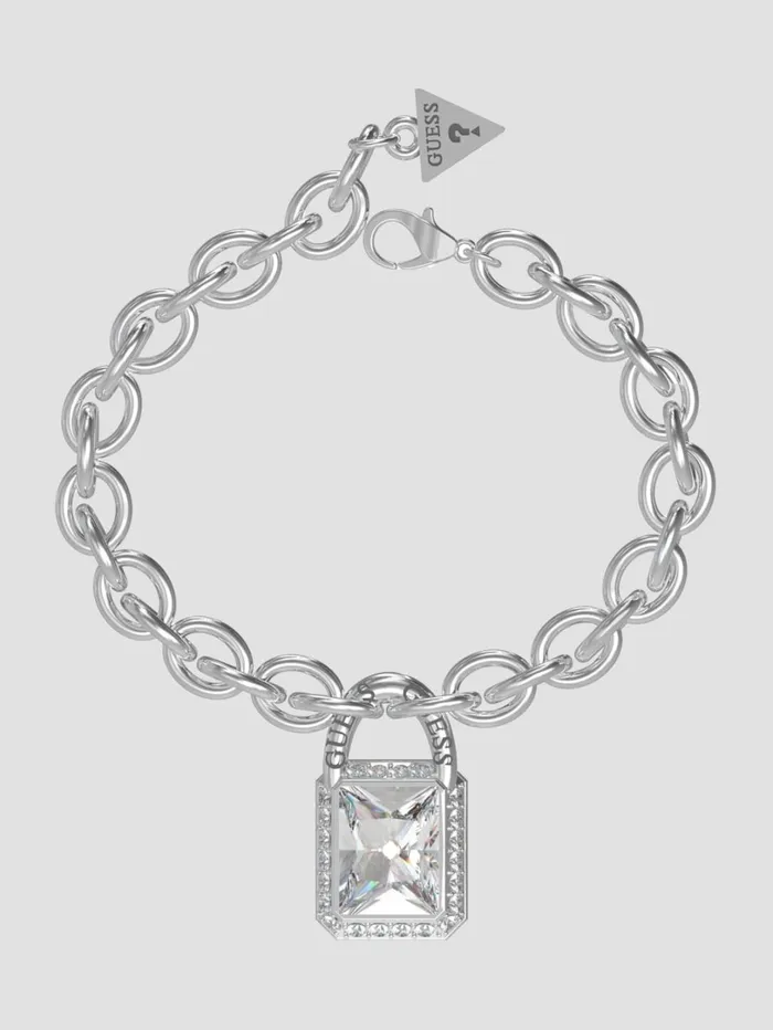 Marciano Jewelry Women SilverTone Crystal Padlock Bracelet Silver