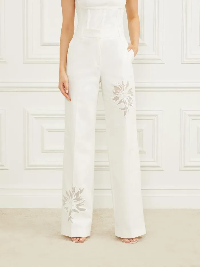 Marciano Pants Women Glam De Fleur Flare Pant White