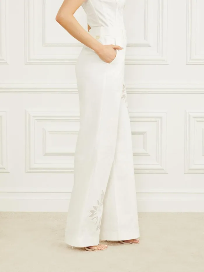 Marciano Pants Women Glam De Fleur Flare Pant White Marciano Pants Women Glam De Fleur Flare Pant White